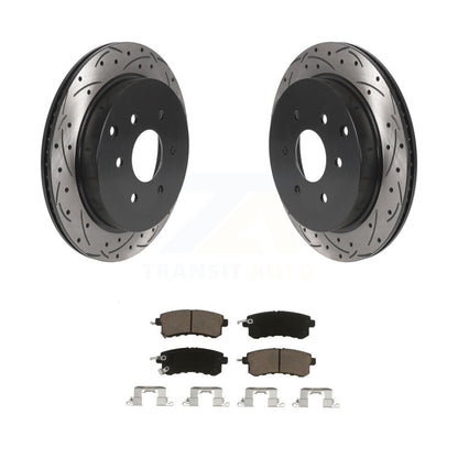 Drill Slot Brake Rotor Ceramic Pad Rear Kit For INFINITI QX80 Nissan Armada QX56