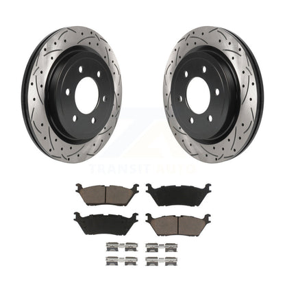 Drilled Slot Brake Rotors Ceramic Pad Rear Kit For Ford F-150 Expedition Lincoln