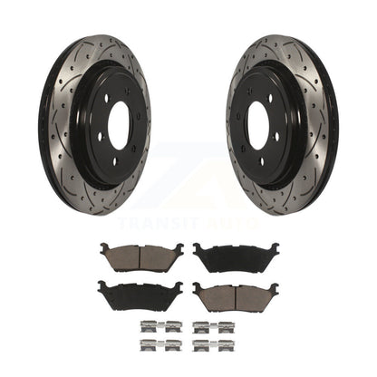 Coated Drilled Slotted Disc Brake Rotors And Ceramic Pad Rear Kit For Ford F-150