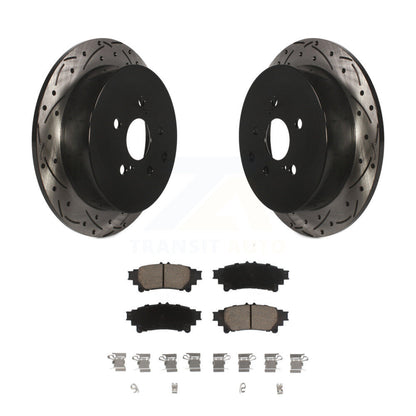 Drilled Slot Brake Rotor Ceramic Pad Rear Kit For Toyota Sienna Highlander Lexus