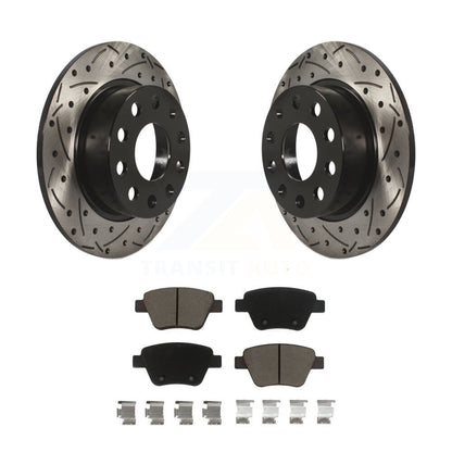 Drill Slot Brake Rotor Ceramic Pad Rear Kit For Volkswagen Jetta Eos Audi A3 GTI