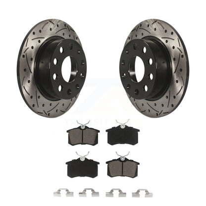 Drill Slot Brake Rotors Ceramic Pad Rear Kit For Volkswagen Jetta Beetle Golf A3