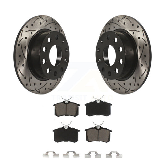 Drill Slot Brake Rotors Ceramic Pad Rear Kit For Volkswagen Jetta Beetle Golf A3