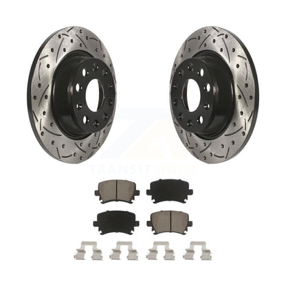 Drill Slot Brake Rotors Ceramic Pad Rear Kit For Volkswagen Tiguan CC Jetta Audi