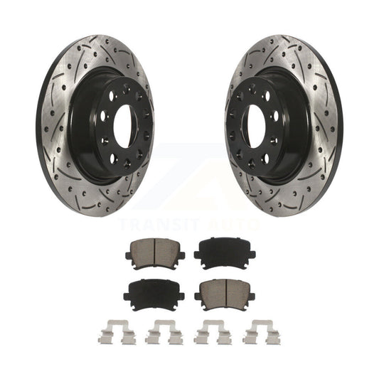 Drill Slot Brake Rotors Ceramic Pad Rear Kit For Volkswagen Tiguan CC Jetta Audi