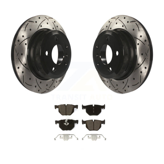 Coated Drilled Slotted Disc Brake Rotors And Ceramic Pads Rear Kit For BMW X5 X6