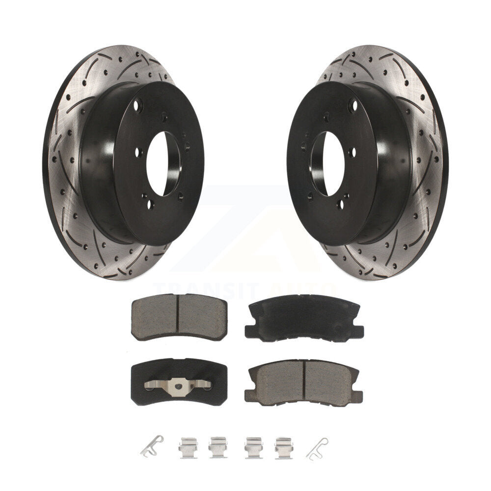 Drill Slot Disc Brake Rotor Ceramic Pad Rear Kit For Mitsubishi Lancer Outlander