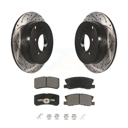 Drill Slot Disc Brake Rotor Ceramic Pad Rear Kit For Mitsubishi Lancer Outlander