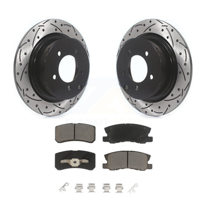 Drilled Slot Brake Rotor Ceramic Pad Rear Kit For Mitsubishi Jeep Lancer Patriot