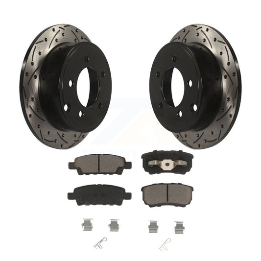 Drilled Slot Brake Rotor Ceramic Pad Rear Kit For Jeep Mitsubishi Lancer Patriot