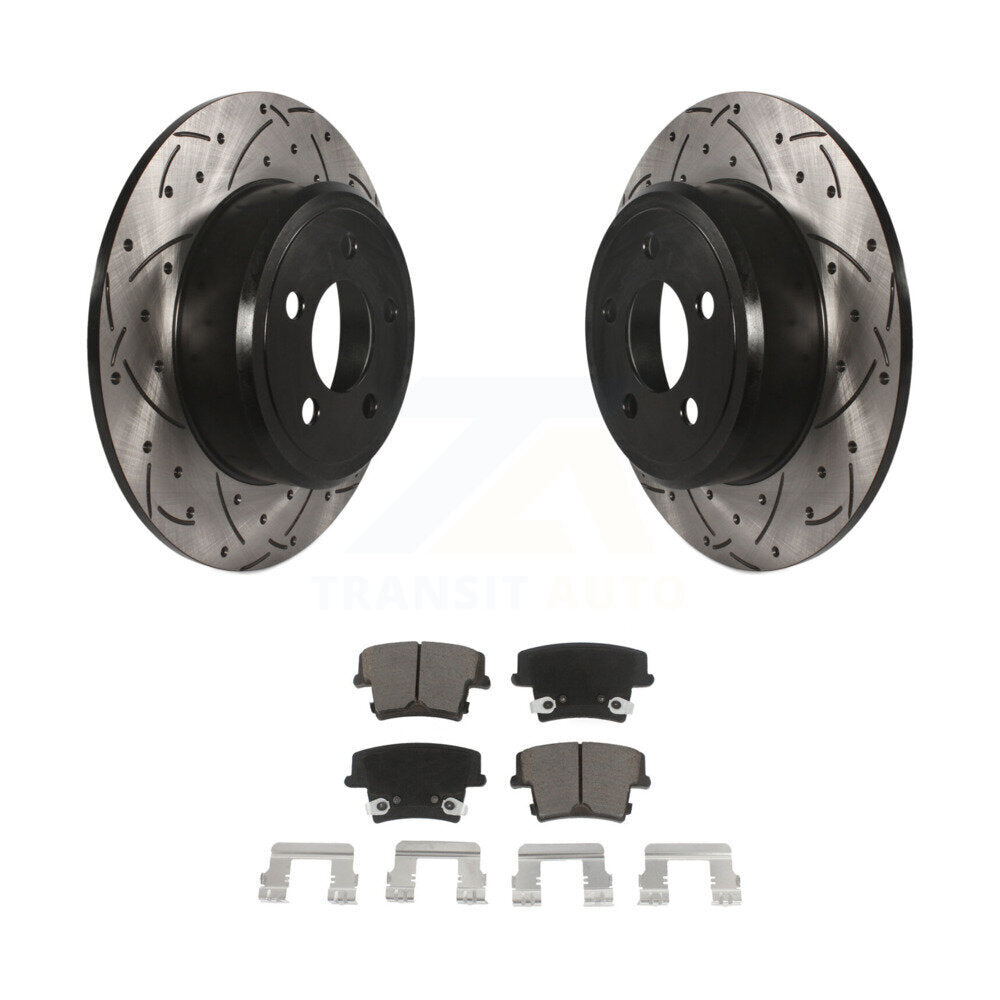 Drill Slot Disc Brake Rotors Ceramic Pad Rear Kit For Dodge Charger Chrysler 300