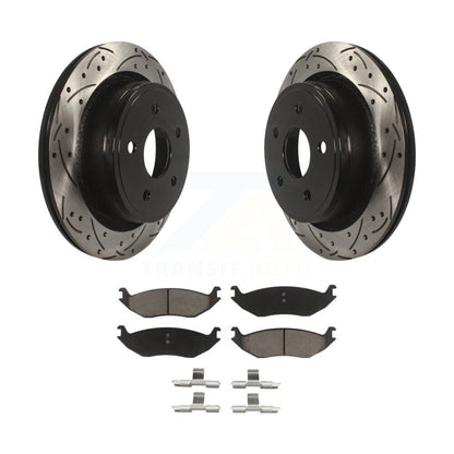 Drilled Slot Brake Rotor Ceramic Pad Rear Kit For Ram 1500 Classic Dodge Durango