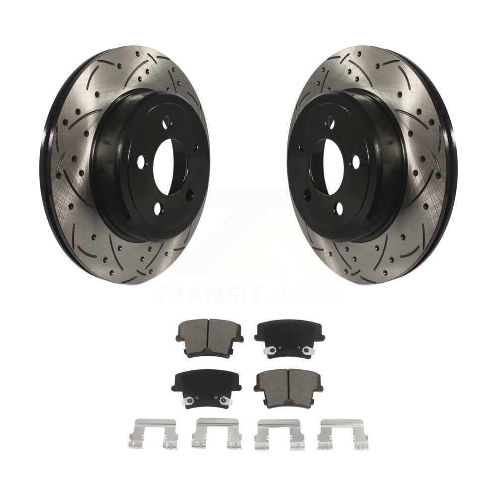 Drill Slot Disc Brake Rotors Ceramic Pad Rear Kit For Dodge Charger Chrysler 300