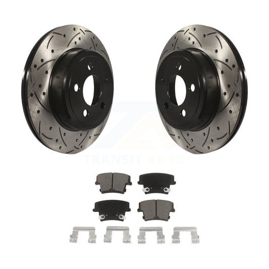 Drill Slot Disc Brake Rotors Ceramic Pad Rear Kit For Dodge Charger Chrysler 300
