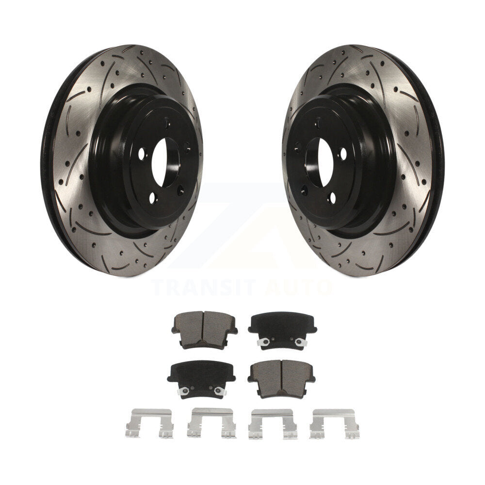 Coated Drill Slot Disc Brake Rotor Ceramic Pad Rear Kit For Dodge Charger Magnum