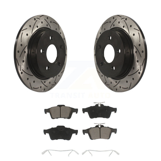 Coated Drilled Slotted Disc Brake Rotors And Ceramic Pad Rear Kit For Ford Focus