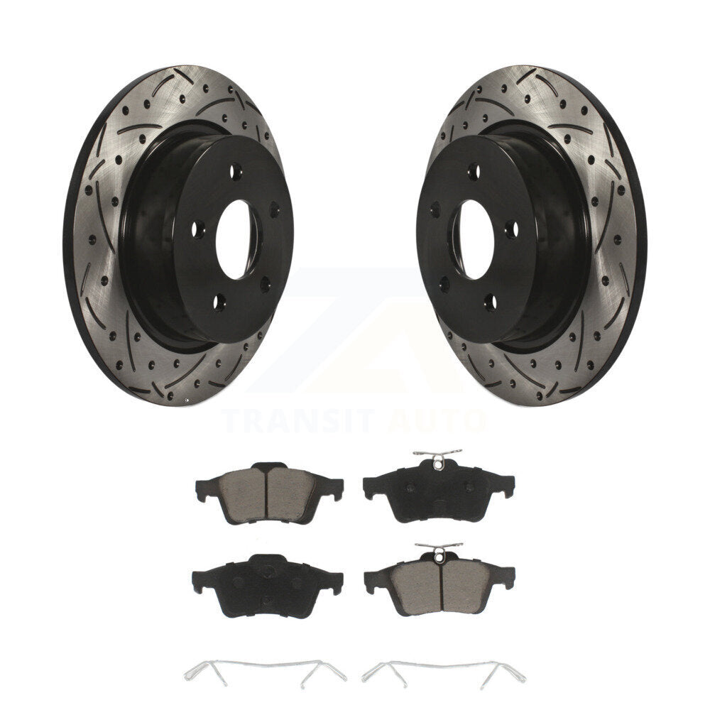Drill Slot Disc Brake Rotor Ceramic Pad Rear Kit For Ford Escape Transit Connect