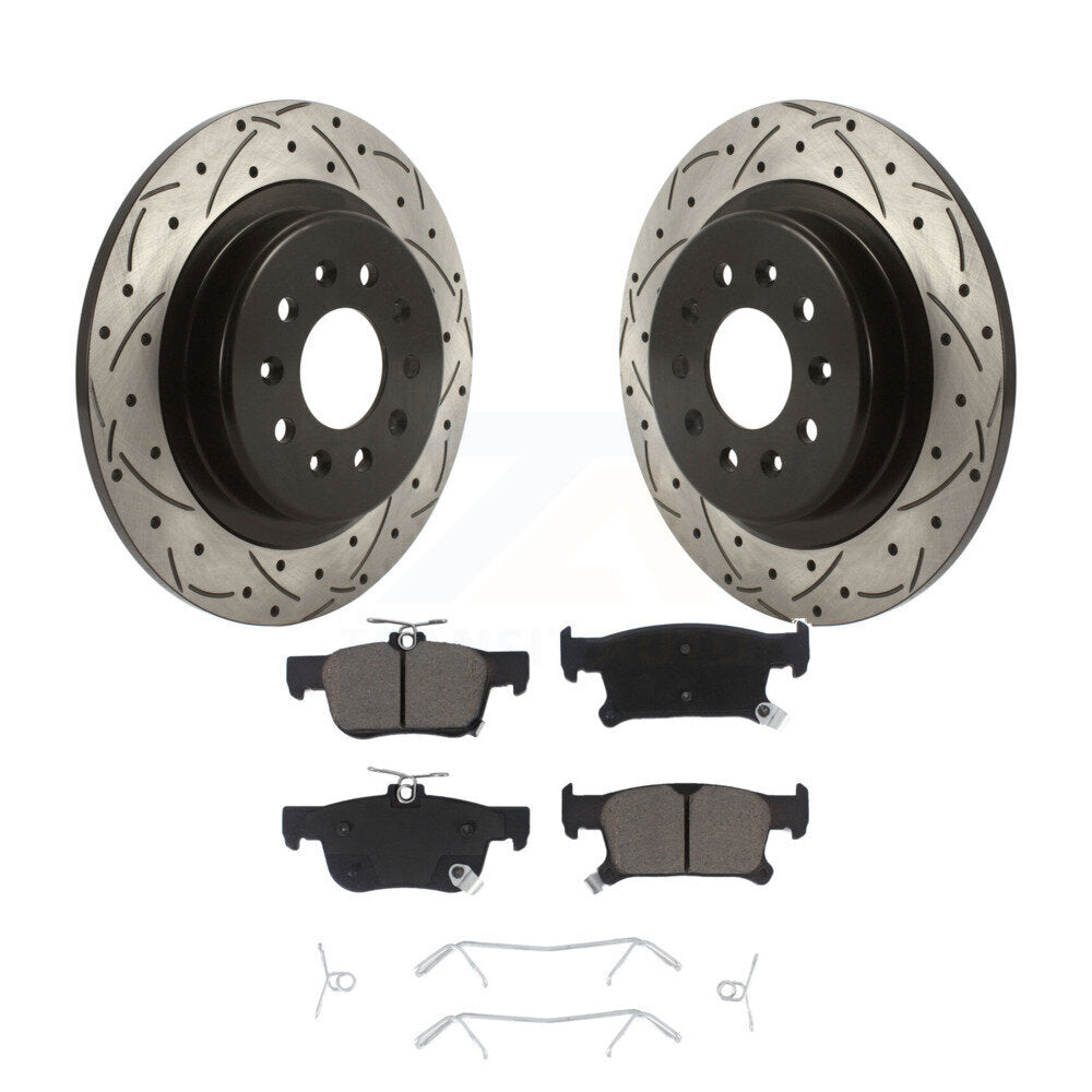 Coated Drilled Slotted Disc Brake Rotors Ceramic Pad Rear Kit For Buick Envision
