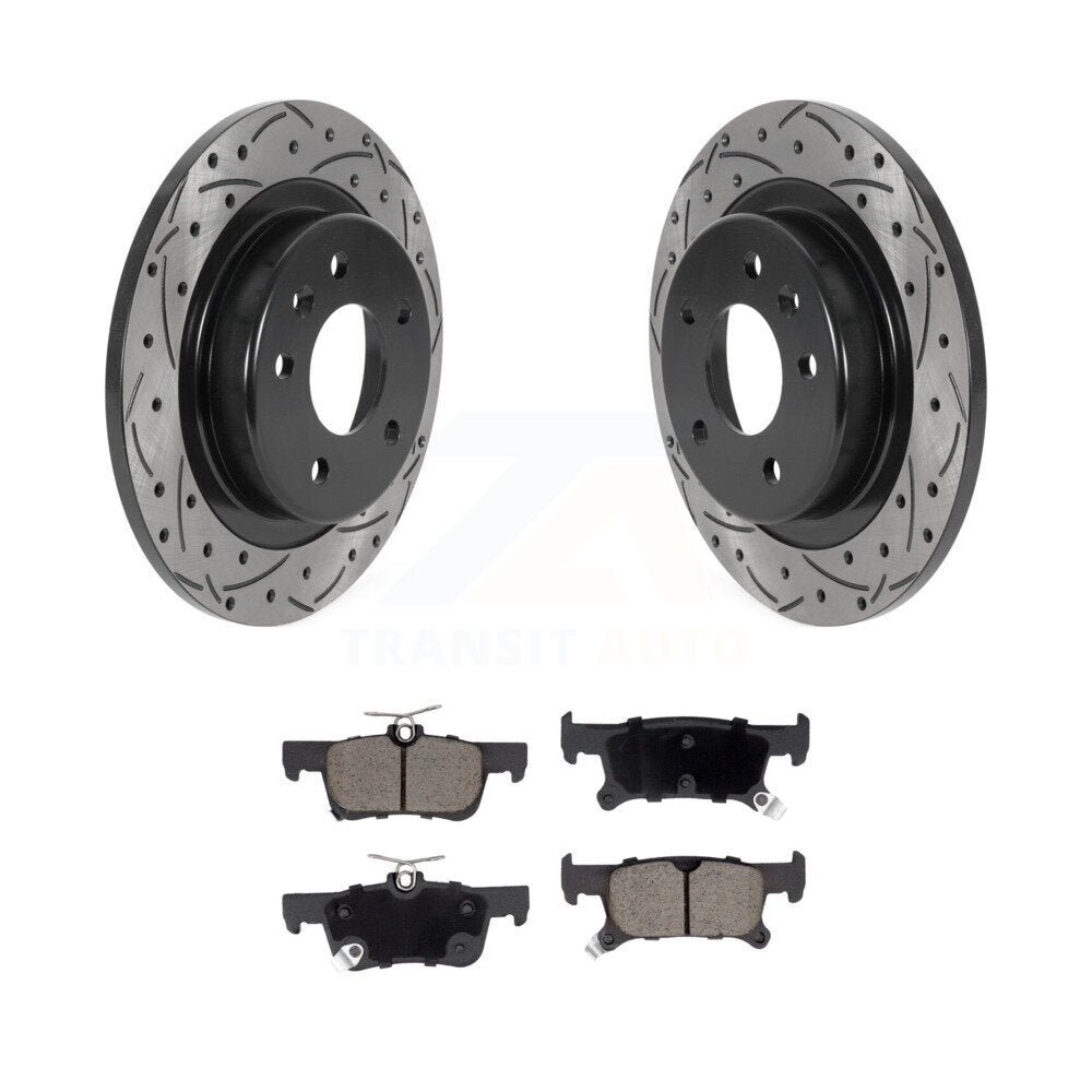 Coated Drilled Slotted Disc Brake Rotors Ceramic Pad Rear Kit For Buick Envision