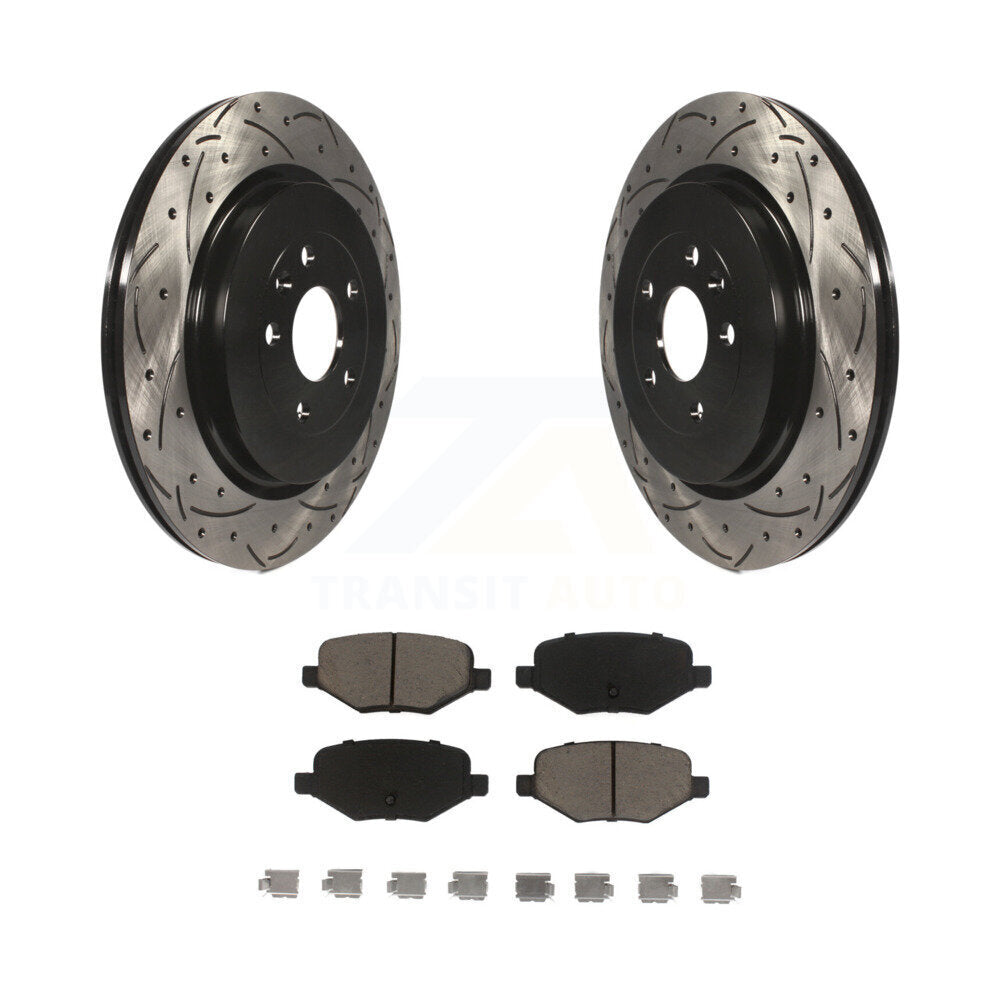 Drill Slot Brake Rotor Ceramic Pad Rear Kit For Ford Explorer Police Interceptor