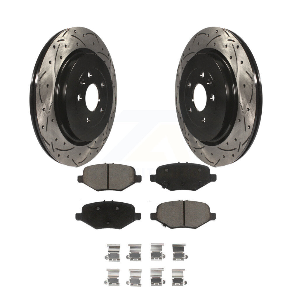 Drill Slot Brake Rotor Ceramic Pad Rear Kit For Ford Explorer Flex Taurus Police
