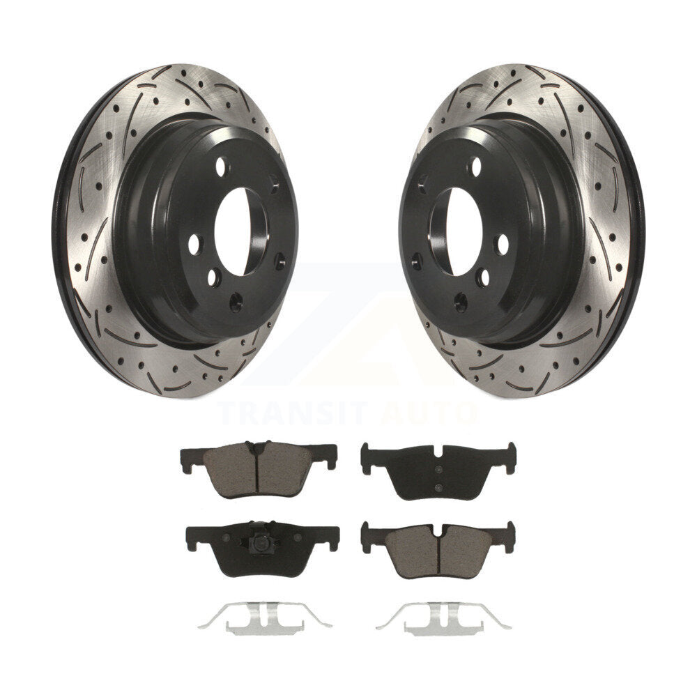 Drilled Slot Brake Rotor Ceramic Pad Rear Kit For BMW 328i xDrive 330i 320i 428i