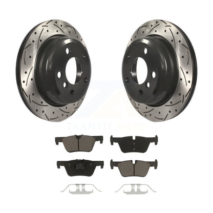 Drilled Slot Brake Rotor Ceramic Pad Rear Kit For BMW 328i xDrive 330i 320i 428i