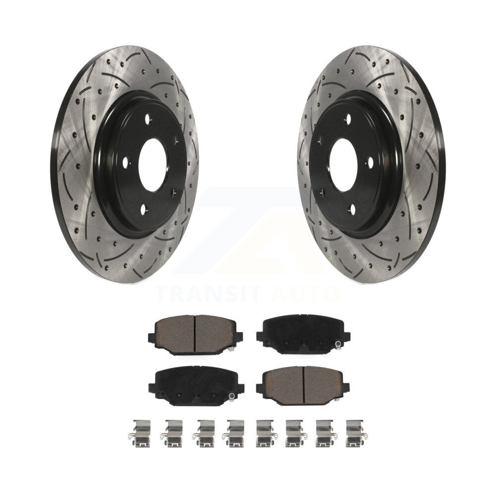 Drill Slot Brake Rotor Ceramic Pad Rear Kit For Dodge Grand Caravan Journey Town
