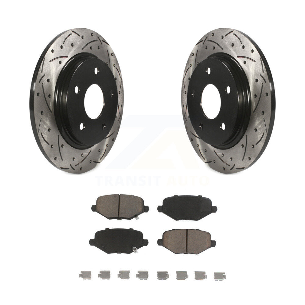 Drilled Slot Brake Rotor Ceramic Pad Rear Kit For Dodge Grand Caravan Chrysler &