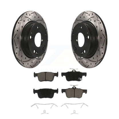 Coated Drilled Slotted Disc Brake Rotor And Ceramic Pad Rear Kit For Honda Civic
