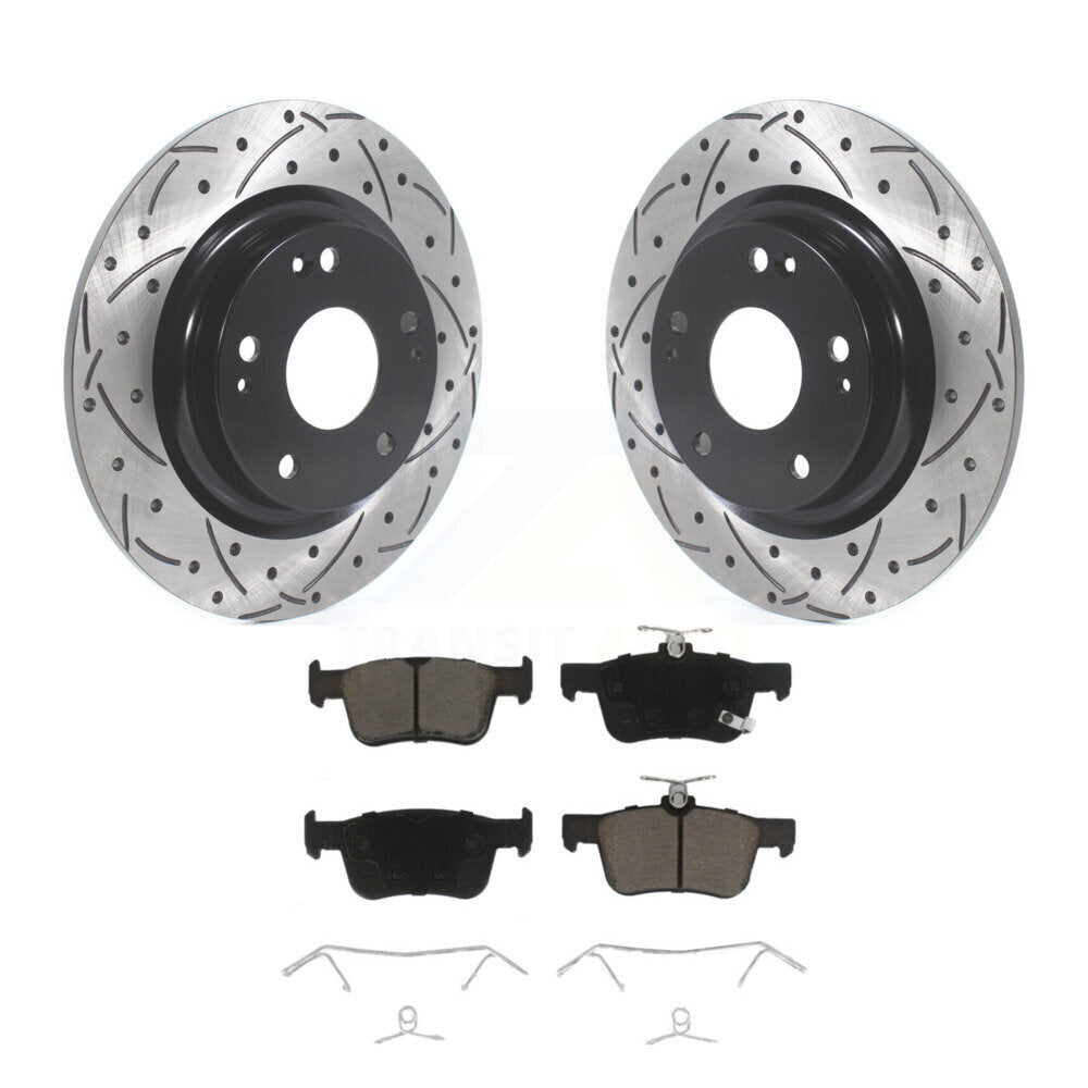Coated Drilled Slotted Disc Brake Rotor And Ceramic Pad Rear Kit For Honda Civic