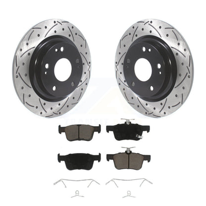 Coated Drilled Slotted Disc Brake Rotor And Ceramic Pad Rear Kit For Honda Civic