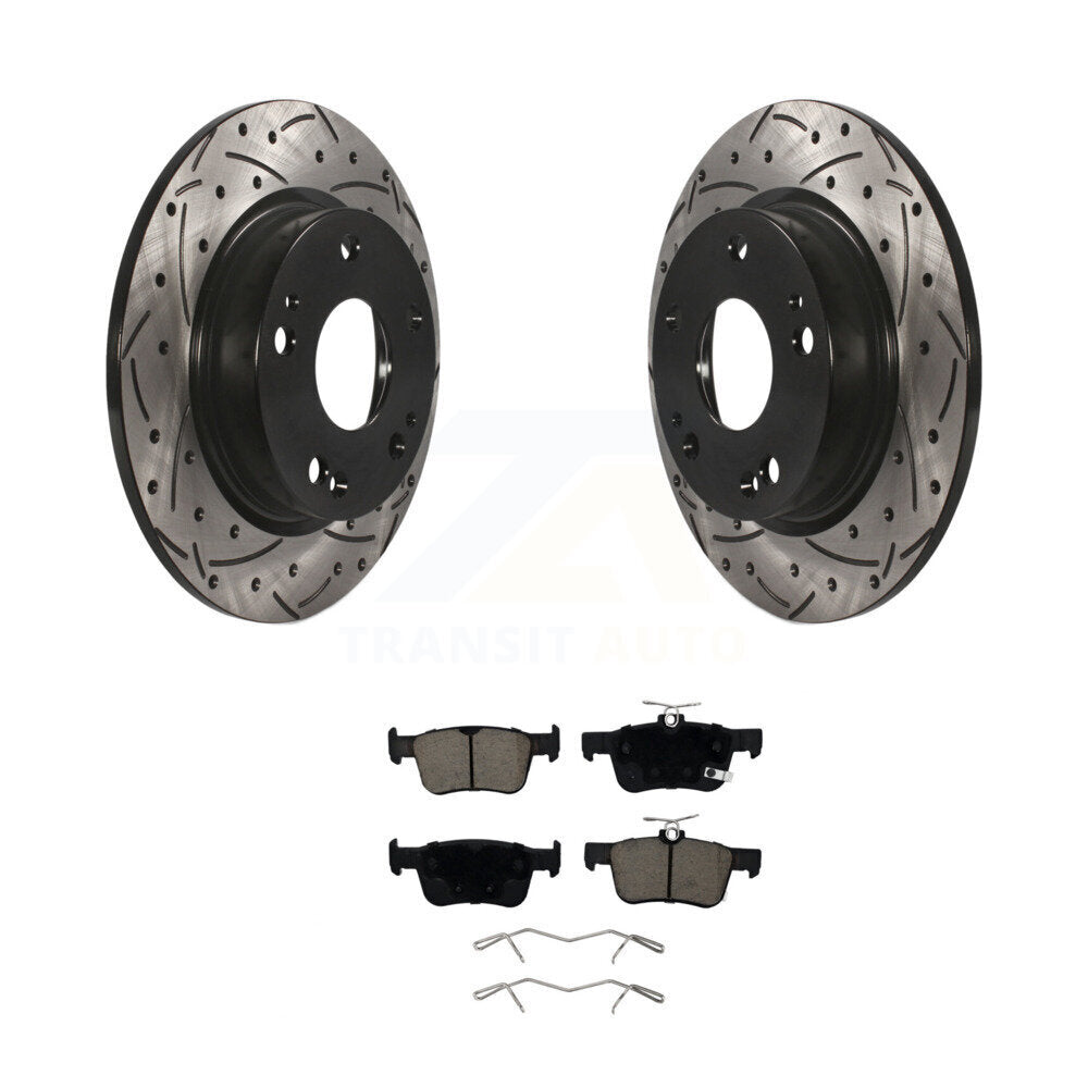Coated Drill Slot Disc Brake Rotors Ceramic Pad Rear Kit For Honda Civic Insight