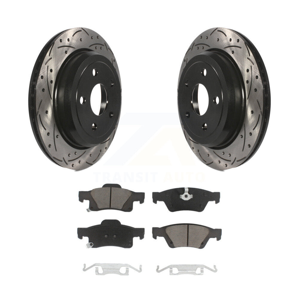 Drilled Slot Brake Rotor & Ceramic Pad Rear Kit For Jeep Grand Cherokee Dodge WK