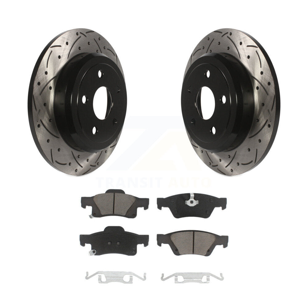 Drilled Slot Disc Brake Rotors Ceramic Pad Rear Kit For Dodge Durango Jeep Grand