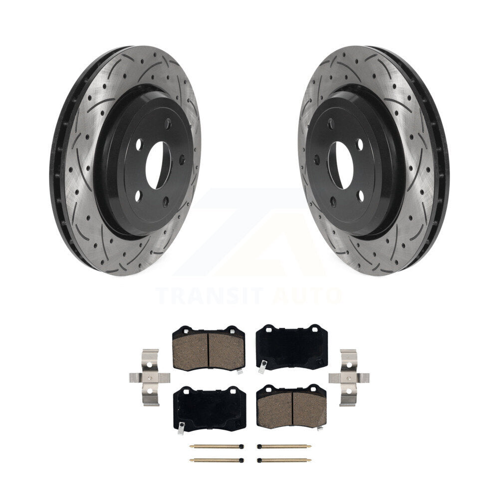 Drilled Slot Disc Brake Rotor Ceramic Pad Rear Kit For Jeep Grand Cherokee Dodge
