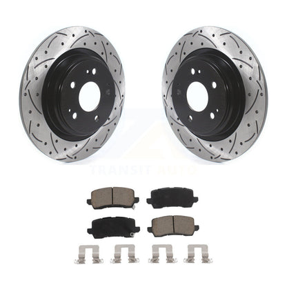 Coated Drill Slot Disc Brake Rotors Ceramic Pad Rear Kit For 2017-2020 Acura MDX