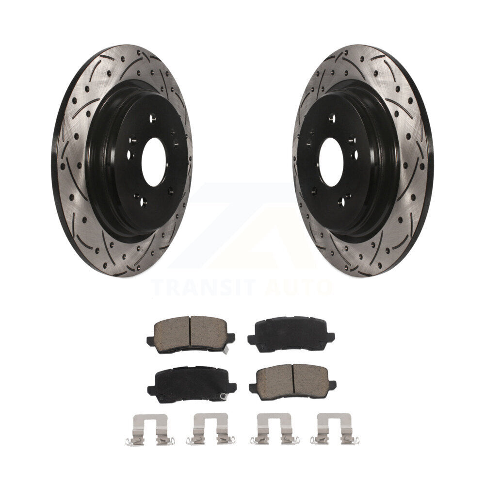 Coated Drill Slot Disc Brake Rotors Ceramic Pad Rear Kit For 2015-2020 Acura TLX