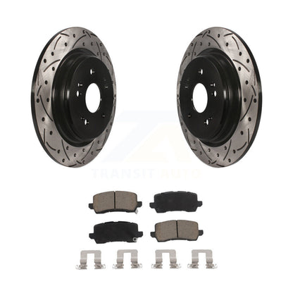 Coated Drill Slot Disc Brake Rotors Ceramic Pad Rear Kit For 2015-2020 Acura TLX