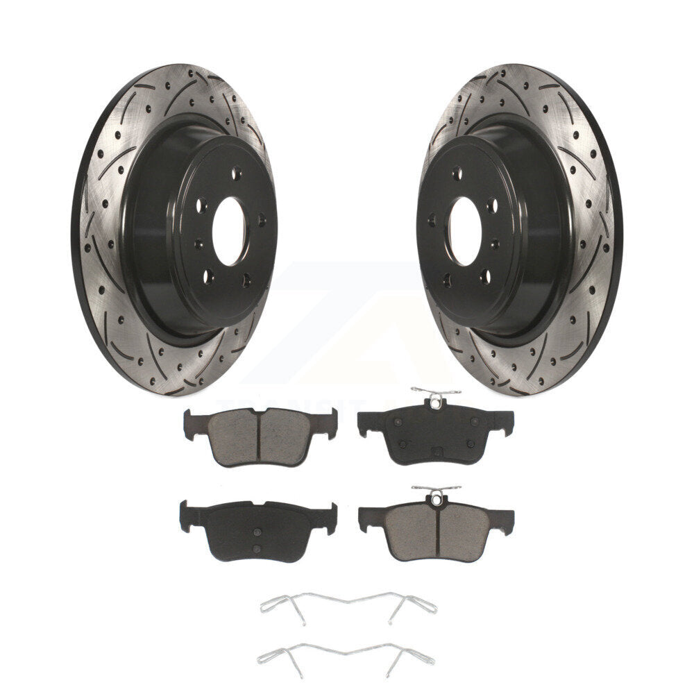 Drilled Slot Brake Rotor Ceramic Pad Rear Kit For Ford Escape Fusion Lincoln MKC