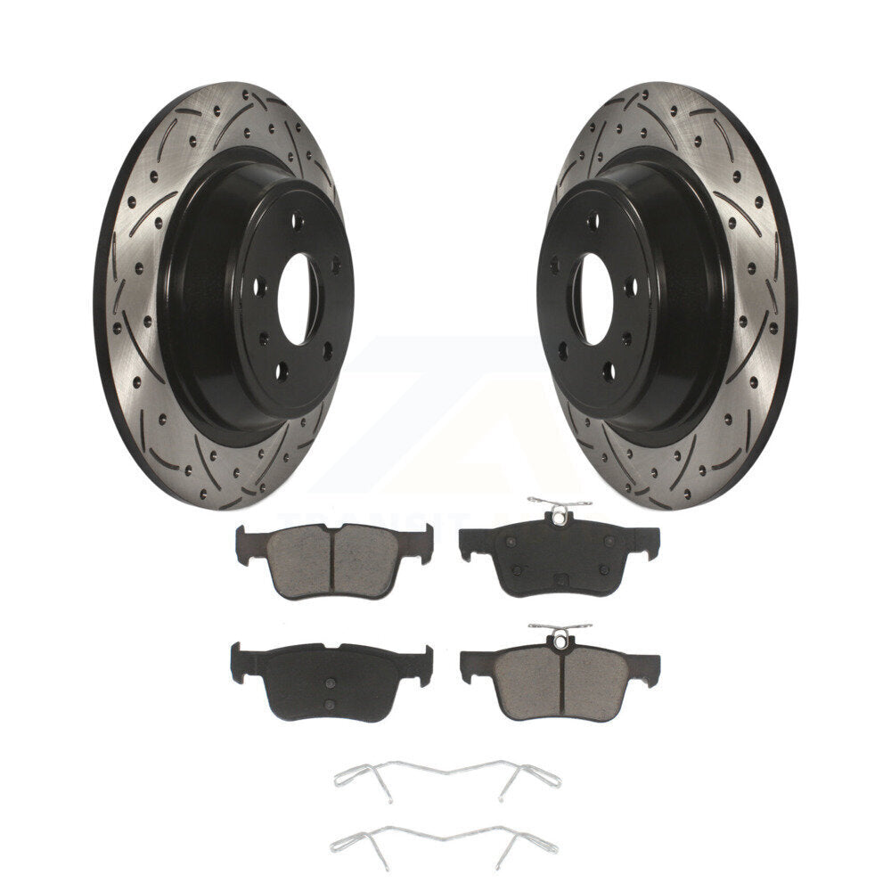 Drilled Slot Disc Brake Rotor & Ceramic Pad Rear Kit For Ford Fusion Lincoln MKZ