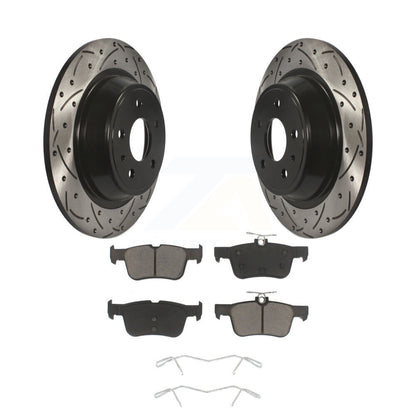 Drilled Slot Disc Brake Rotor & Ceramic Pad Rear Kit For Ford Fusion Lincoln MKZ