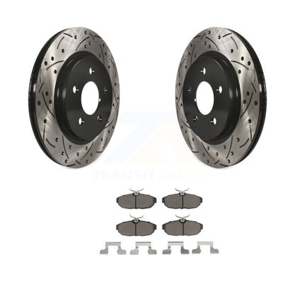 Coated Drilled Slotted Disc Brake Rotors & Ceramic Pad Rear Kit For Ford Mustang