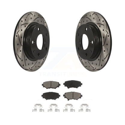 Coated Drilled Slotted Disc Brake Rotor & Ceramic Pad Rear Kit For Mazda 3 Sport