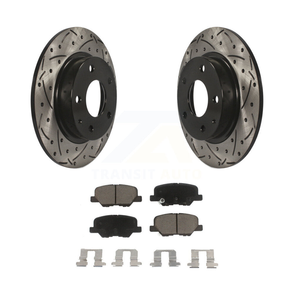 Coated Drilled Slotted Disc Brake Rotor & Ceramic Pad Rear Kit For Mazda 3 Sport