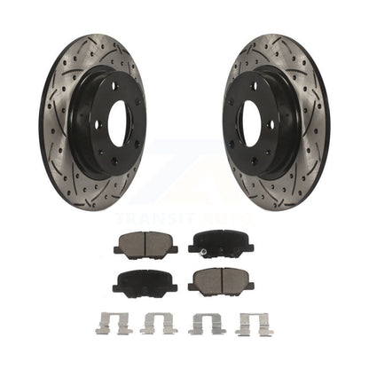 Coated Drilled Slotted Disc Brake Rotor & Ceramic Pad Rear Kit For Mazda 3 Sport