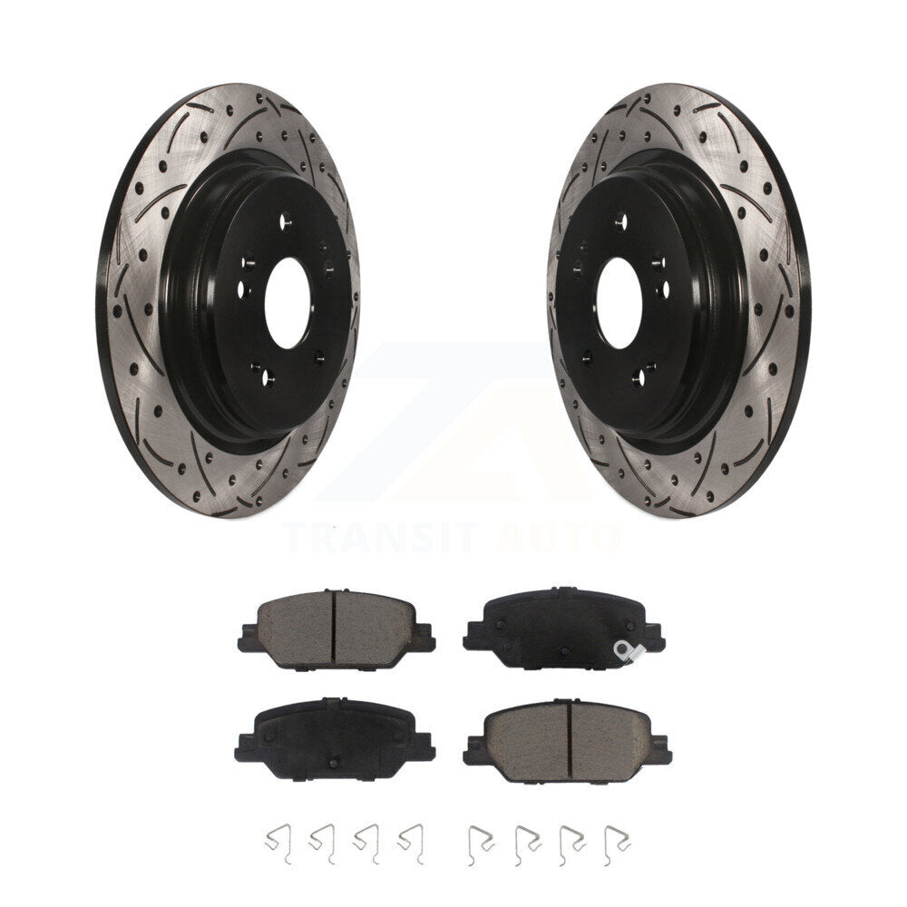 Coated Drill Slot Disc Brake Rotor Ceramic Pad Rear Kit For 2017-2024 Honda CR-V
