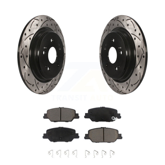 Coated Drill Slot Disc Brake Rotor Ceramic Pad Rear Kit For 2017-2024 Honda CR-V