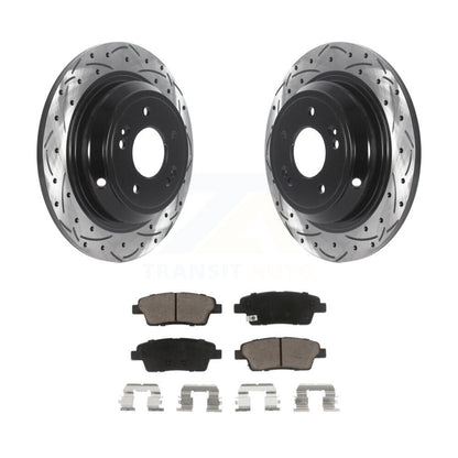 Drilled Slot Brake Rotor & Ceramic Pad Rear Kit For Hyundai Genesis G80 Kia K900