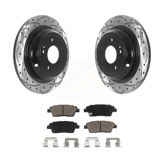 Drilled Slot Brake Rotor & Ceramic Pad Rear Kit For Hyundai Genesis G80 Kia K900